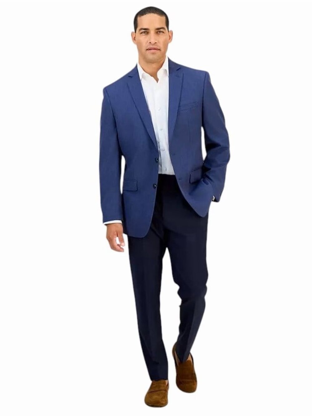 Alfani Men's Suit Jacket 44R Solid Blue Slim-Fit Stretch Two Button